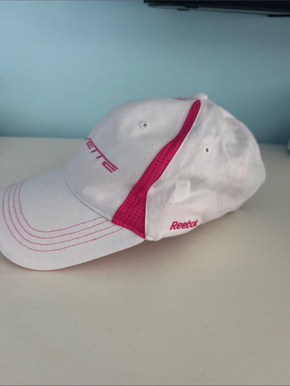 Ladies White and Pink Corvette cap - Picture 2 of 5